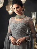 Grey Party Wear Lehenga Anarkali Suit