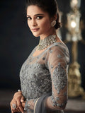 Grey Party Wear Lehenga Anarkali Suit