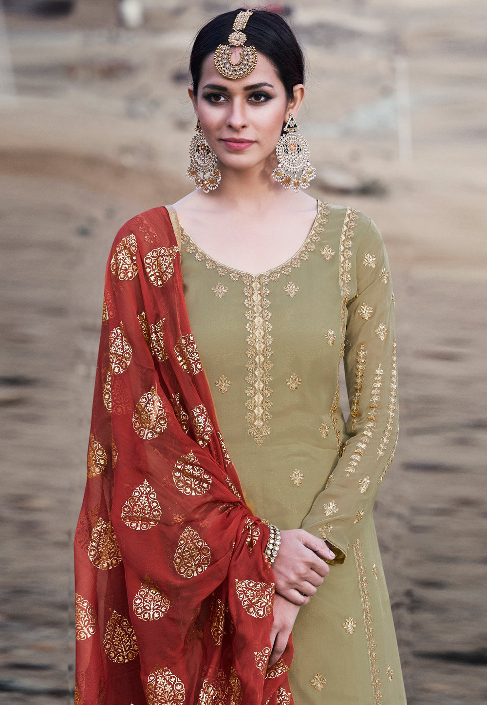 Embroidered Palazzo Suit
