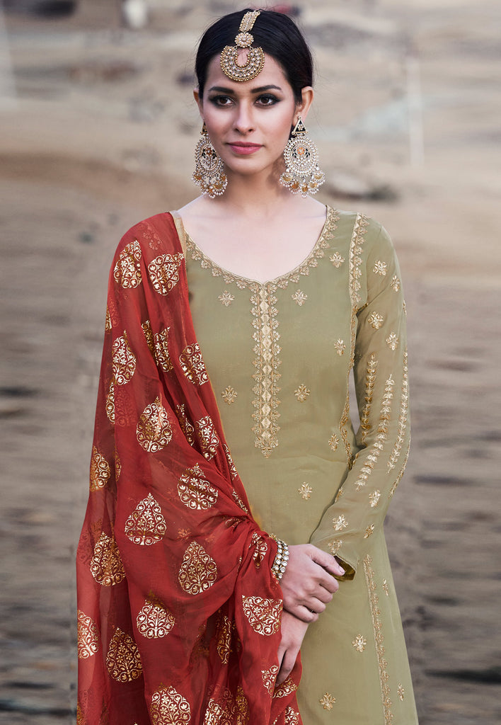 Embroidered Palazzo Suit