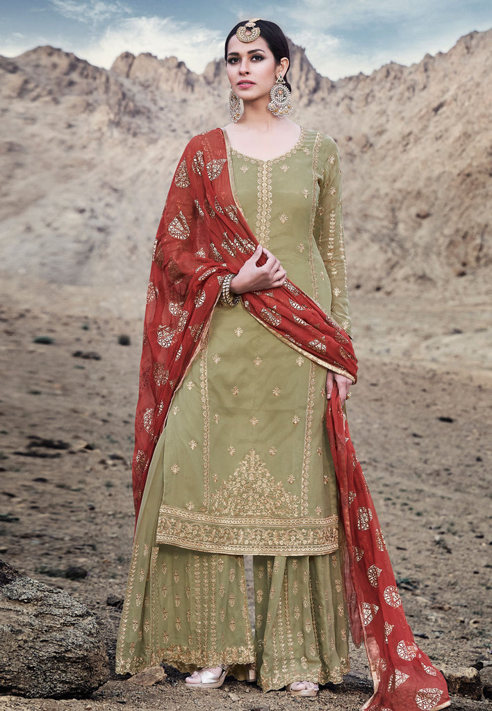 Embroidered Palazzo Suit