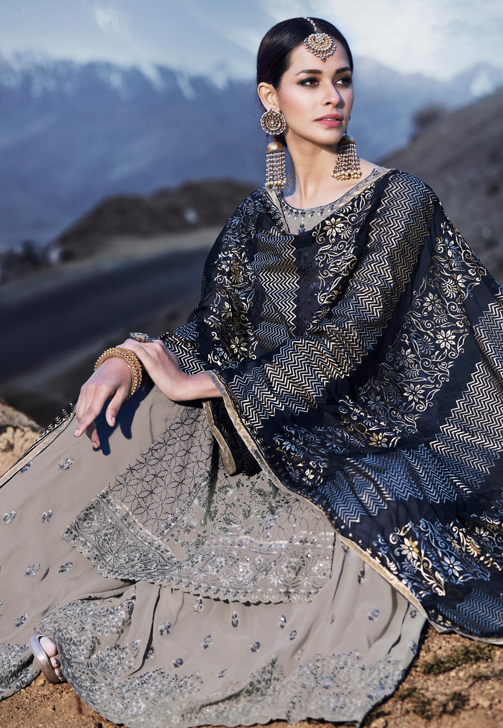 Embroidered Palazzo Suit