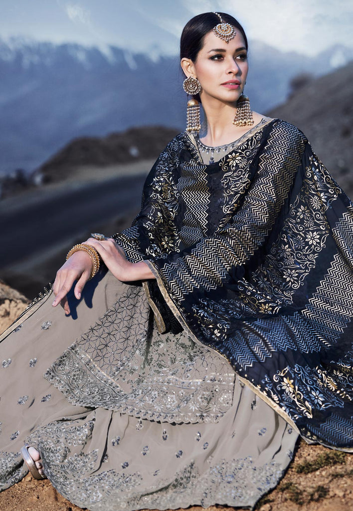 Embroidered Palazzo Suit