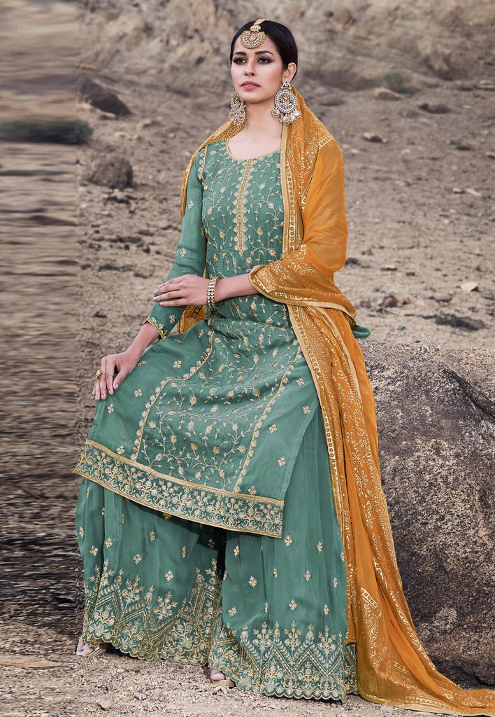 Embroidered Palazzo Suit