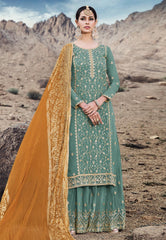 Embroidered Palazzo Suit