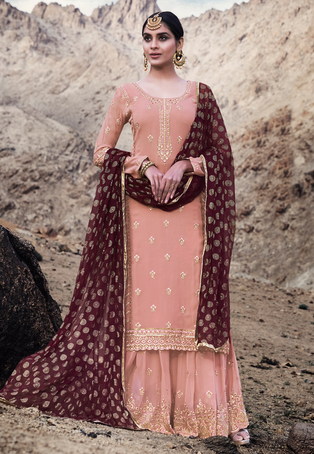 Embroidered Palazzo Suit