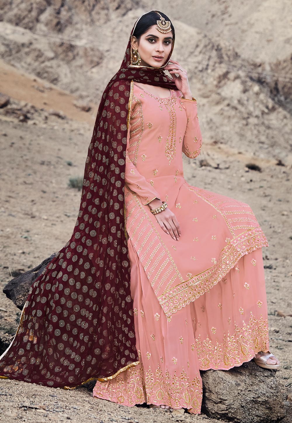Embroidered Palazzo Suit