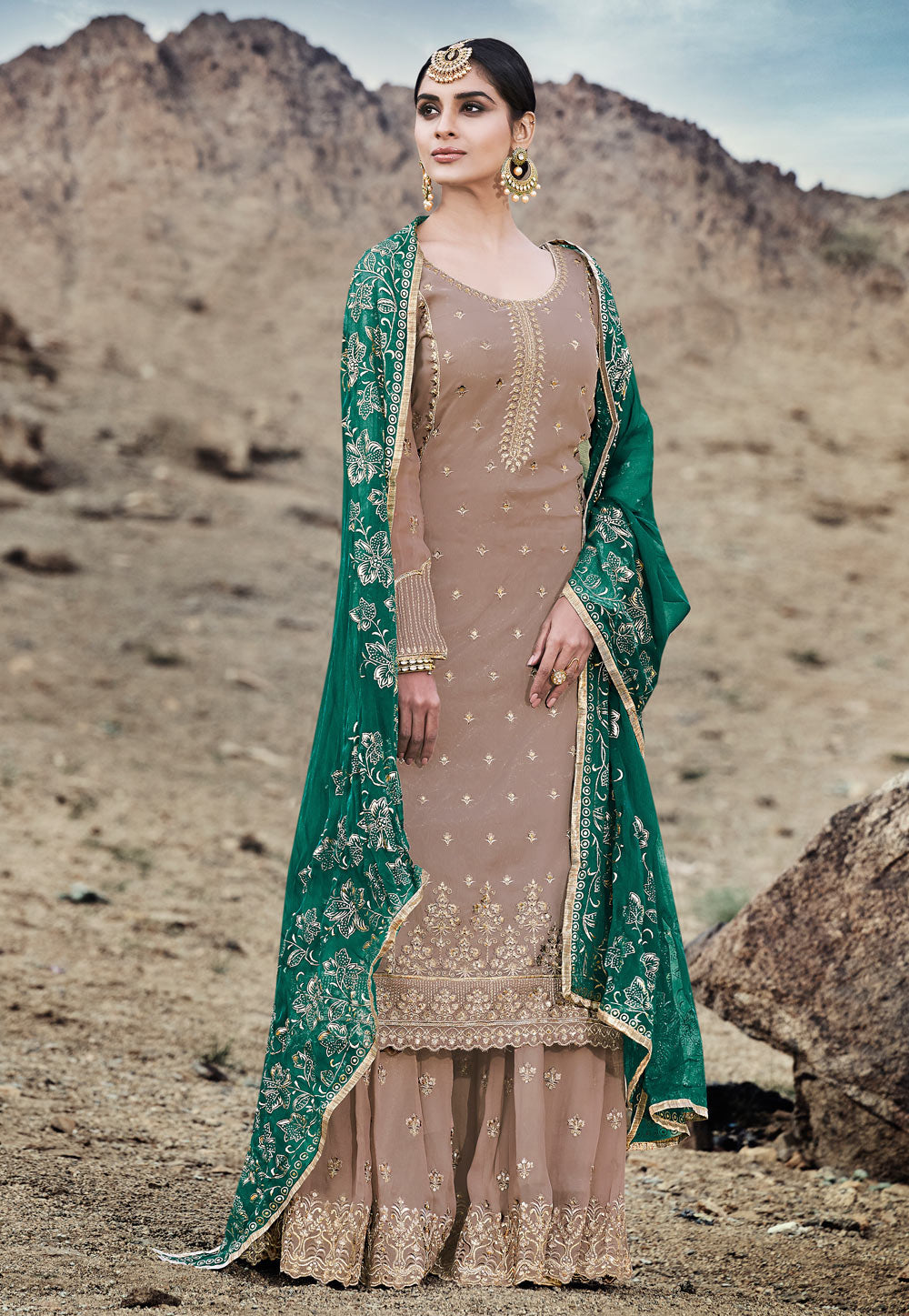 Embroidered Palazzo Suit