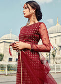 Red Golden Embroidered Designer Gharara Suit, Salwar Kameez