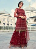 Red Golden Designer Gharara Suit