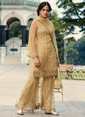 Beige Golden Designer Gharara Suit