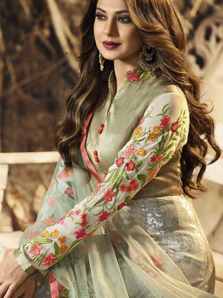 Light Green Traditional Anarkali Gown
