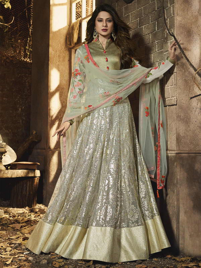Light Green Traditional Anarkali Gown