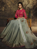 Teal And Pink Party Wear Anarkali Suit