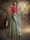 Teal And Pink Party Wear Anarkali Suit