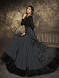 Grey And Black Party Wear Anarkali Suit