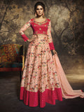 Peach And Pink Party Wear Anarkali Suit