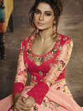 Peach And Pink Party Wear Anarkali Suit