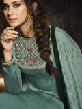 Peacock Green Party Wear Anarkali Suit