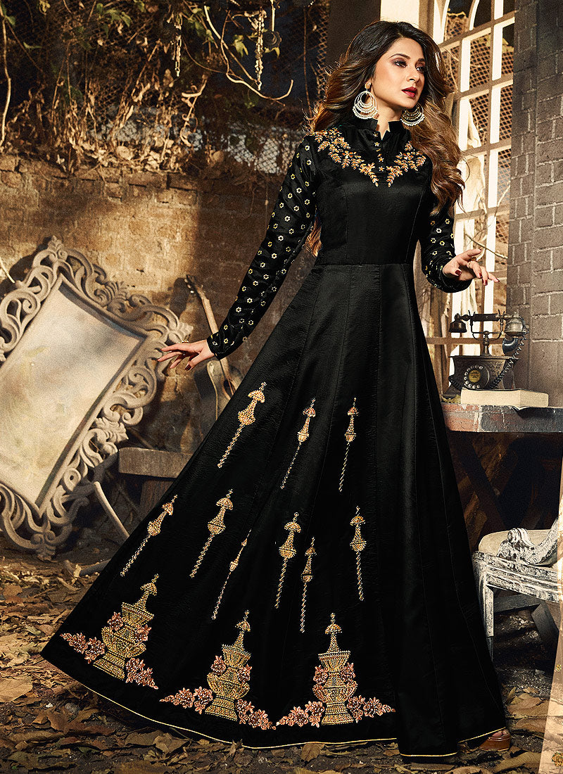 Black And Golden Ethnic Embroidered Anarkali Suit