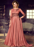 Indian Clothes - Rustic Red Minimalist Embroidered Designer Gown
