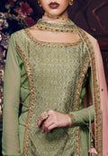Olive Green Layered Anarkali Suit In usa uk canada