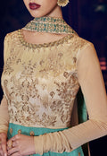 Teal Blue and Beige Anarkali Suit In usa uk canada  