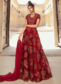 Bridal Red Embroidered Designer Anarkali Gown