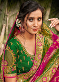 Indian Saree - Pink And Green Silk Saree In usa uk canada