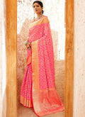 Pink Digital Printed Indian Patola Silk Saree