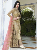 Golden And Peach Anarkali Lehenga And Pant Suit
