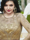 Golden And Peach Anarkali Lehenga And Pant Suit