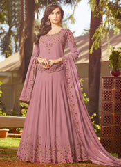 Light Purple With Multi Embroidered Georgette Anarkali Suit