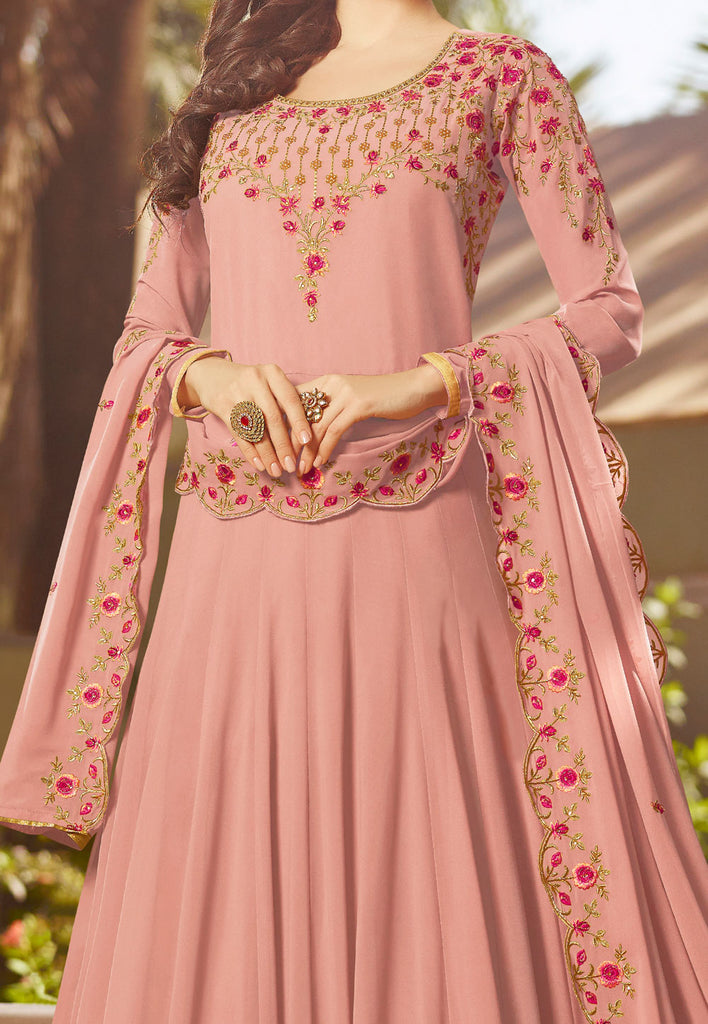 Pink Georgette Anarkali Suit