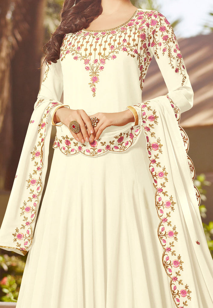 Off White Georgette Anarkali Suit