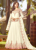 Off White With Multi Embroidered Georgette Anarkali Suit