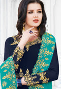 Blue Embroidered Anarkali Suit