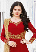Red And Golden Anarkali Suit