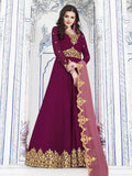 Pink Dual Tone Golden Embroidered Flared Anarkali Suit