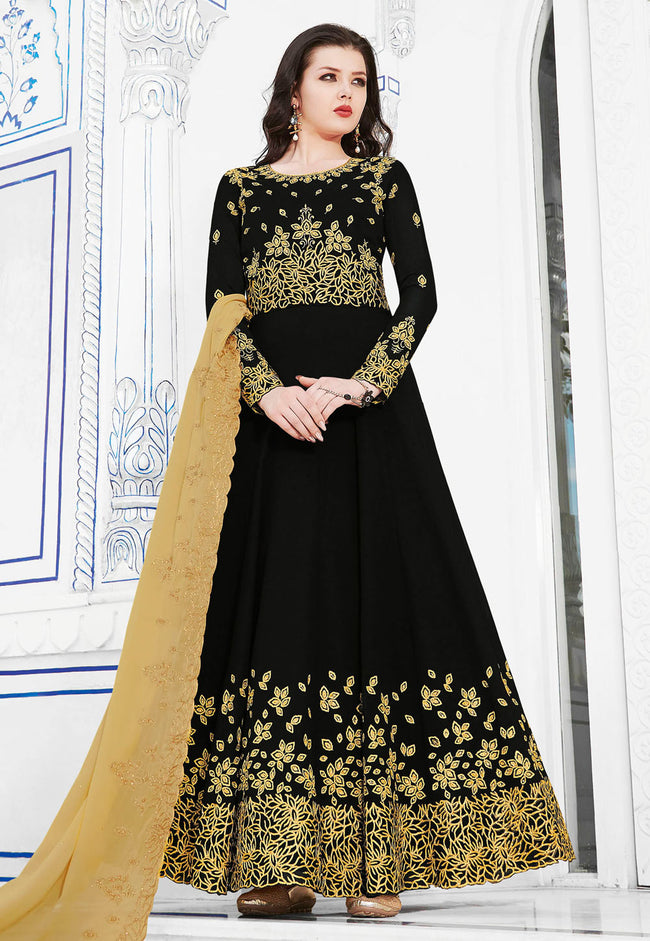 Black and gold anarkali suit hotsell