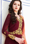Maroon Flared Anarkali Suit