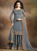 Pale Blue Embroidered Indian Gharara Suit