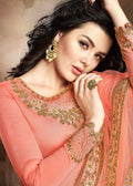 Peach Embroidered Indian Gharara Suit