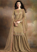 Olive Green Embroidered Indian Gharara Suit