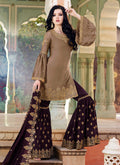 Brown Two Tone Embroidered Gharara Suit