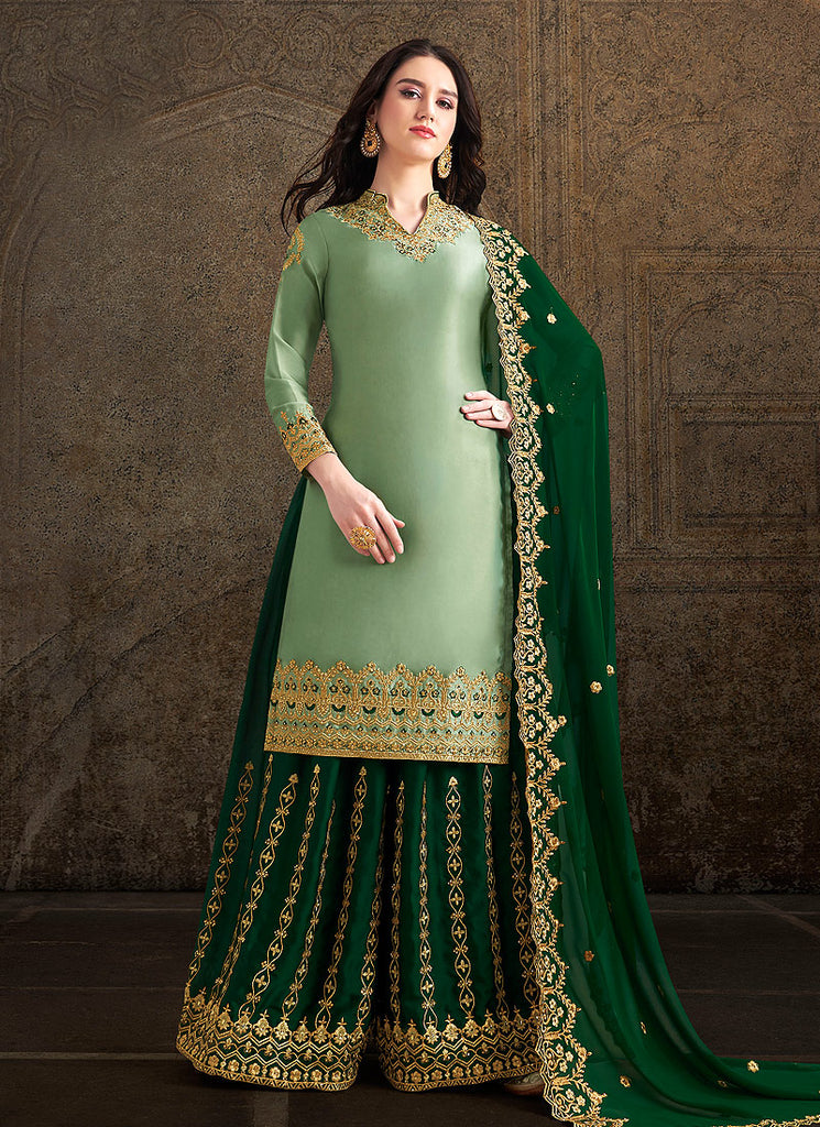 Green Designer Sharara Suit