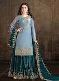 Blue Designer Sharara Suit