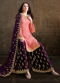 Indian Suits - Peach And Purple Designer Sharara Suit In usa