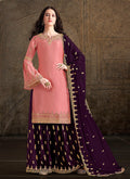 Peach And Purple Designer Sharara Suit