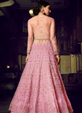 Indian Clothes - Pink Embroidered Anarkali Lehenga Suit In usa uk canada
